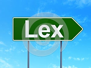 Law concept: Lex on road sign background photo