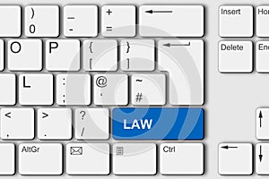 A law concept PC computer keyboard 3d illustration