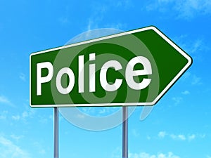 Law concept: Police on road sign background