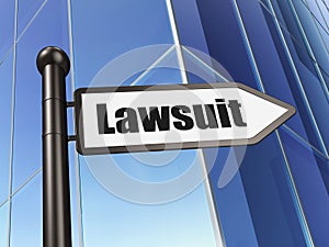 Law concept: sign Lawsuit on Building background