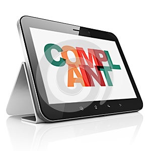 Law concept: Tablet Computer with Complaint on display