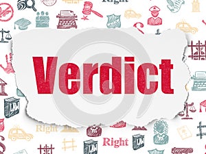 Law concept: Verdict on Torn Paper background