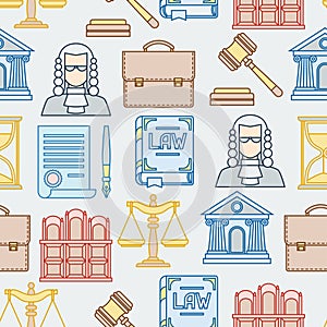 Law contour icons seamless pattern in flat design