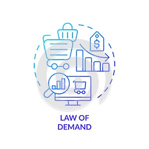 Law of demand blue gradient concept icon