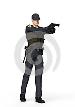 Law Enforcement Male, 3D Illustration