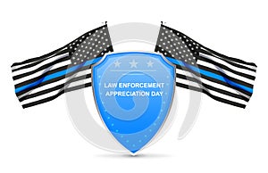 Law enforcement support flags with shield