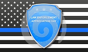 Law enforcement support flags with shield