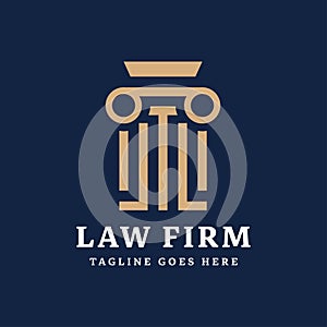 Law firm, attorney, pillar and elegance line art style logo
