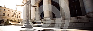 law firm consultation, legal advice service, family criminal social statute justice concept, scales in front of supreme court photo