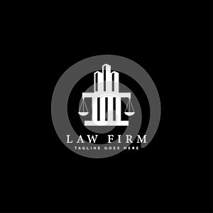 Law Firm logo. Pillar Vector Icon Design. Lawyer Office or Justice Logo Template.