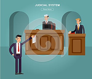 Law horizontal banner set with judical system elements isolated