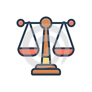 Color illustration icon for Law, justice and syllogism