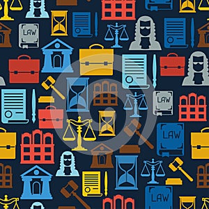 Law icons seamless pattern in flat design style