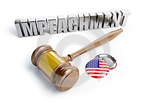 Law impeachment of the USA president on a white background 3D illustration, 3D rendering