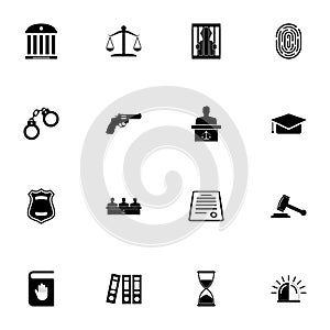 Law Justice icon - Expand to any size - Change to any colour. Perfect Flat Vector Contains such Icons as revolver gun, police