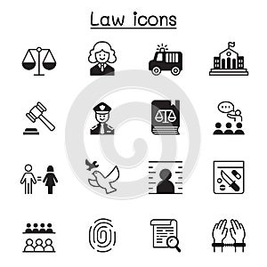 Law & Justice icon set vector illustration graphic design