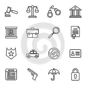 Law and justice icons collections.