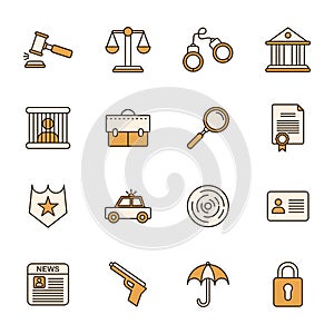 Law and justice icons collections.