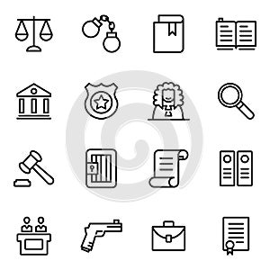 Law and justice icons collections.