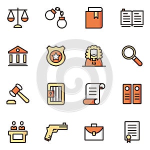 Law and justice icons collections.