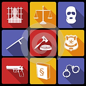 Law and Justice Icons Flat