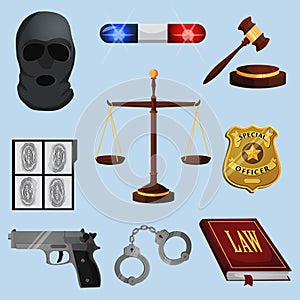 Law and justice icons set