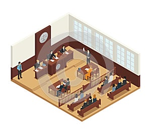 Law Justice Isometric Composition Icon