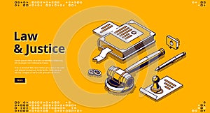 Law and justice isometric landing page legislation