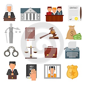 Law justice legal court lawyer judgment judge gavel symbol vector.