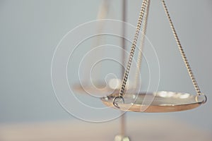 Law and justice, Legality concept, Close up of scales symbol of Justice photo