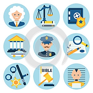 Law justice police icons