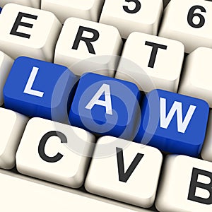 Law Key Shows Legal Or Judicial