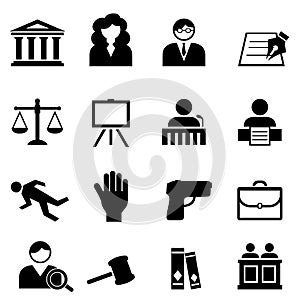 Law, legal, justice icon set