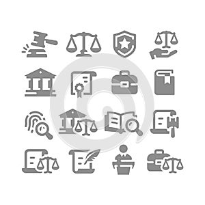 Law, legal and justice vector icon set