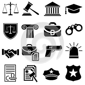 Law line icons vector set. justice illustration sign collection. Police symbol.