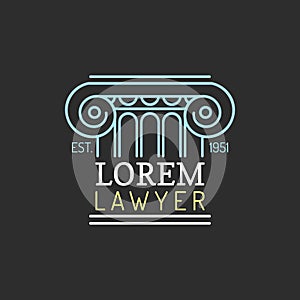 Law office logo. Vector vintage attorney, advocate label, juridical firm badge. Act, principle, legal icon design.