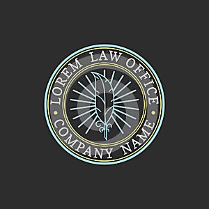 Law office logo. Vector vintage attorney, advocate label, juridical firm badge. Act, principle, legal icon design.