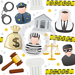 Law & Order Icons Seamless Pattern