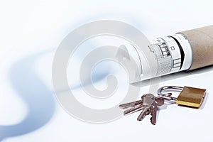 Law, paragraph, tenancy law, padlock and keys, building law, construction plan photo