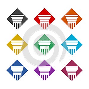 Law pillar icon or logo, color set