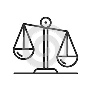 Law scale line icon isolated vector illustration
