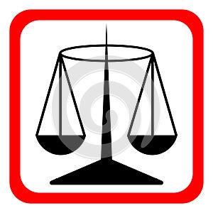 Law scale vector icon, justice symbol. Modern, simple flat vector illustration for web site or mobile app