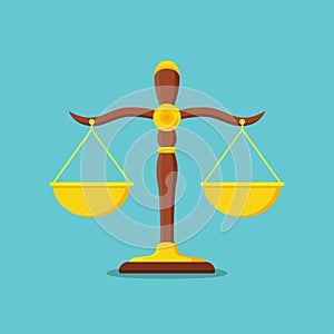 Law scales libra icon in a flat design. Justice balance. Vector illustration