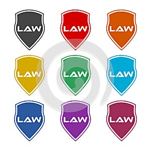 Law shield logo design, color set