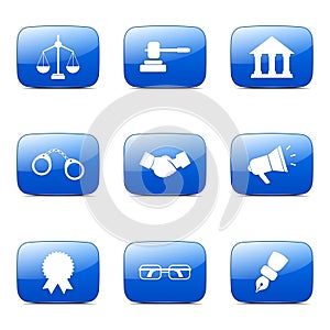 Law Sign Square Vector Blue Icon