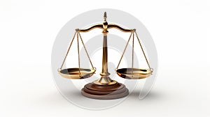 Law symbols, scales of justice on white background. Justice and Law concept. Generative AI