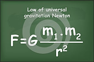 Law of universal gravitation Newton on chalkboard