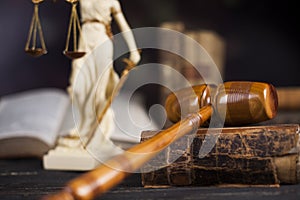 Law wooden gavel barrister, justice concept, legal system concept