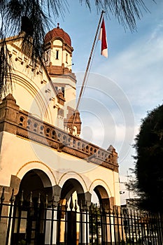 Lawang Sewu is a historic building in low angle view which is a tourist attraction for the people of Semarang, Indonesia