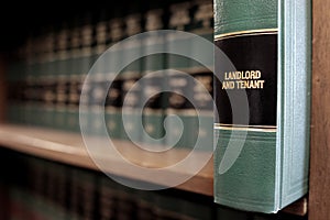 Lawbooks on Shelf for Study Legal Knowledge Landlord and Tenant Law